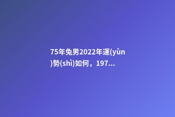 75年兔男2022年運(yùn)勢(shì)如何，1975年兔男2022年每月運(yùn) 1975年屬兔2022年運(yùn)勢(shì)1975年屬兔人今年運(yùn)程詳解-第1張-觀點(diǎn)-玄機(jī)派